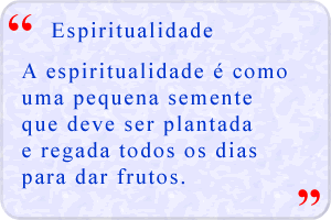 A espiritualidade é como uma pequena semente que deve ser plantada e regada todos os dias para dar frutos.