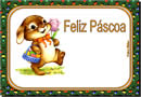 Cartão de Feliz Páscoa com a música Coelhinho da Páscoa para imprimir